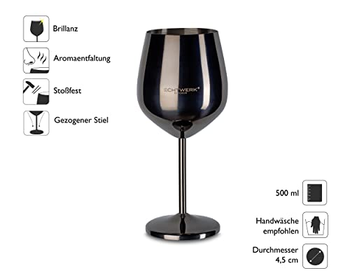 ECHTWERK Weingläser, Weinkelche aus Edelstahl, Black Edition, 6tlg, 0,5l