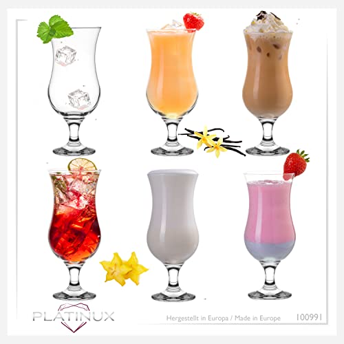 Platinux Cocktailgläser 400ml aus Glas Set 6-Teilig, Longdrinkgläser Partygläser