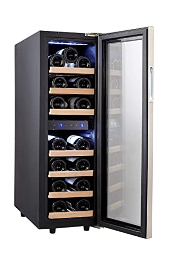 Kalamera Kleiner Weinkühlschrank für 19 Flaschen, 75 Liter, Temperaturzonen 5-10°C/10-18°C