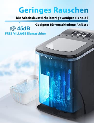 Eiswürfelmaschine, FREE VILLAGE Klein Eiswürfelbereiter, 9 Hohlkegel Eiswürfel/6-10 Minuten