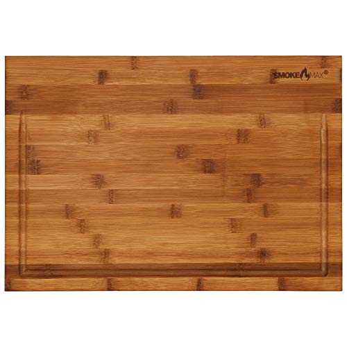smokemax 2-1 großer massiver Holzblock Schneidebrett & Servierbrett in Einem Bambusblock (ca. 50 x 35 x 5 cm)
