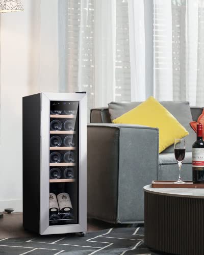 Kalamera Weinkühlschrank, 12 Flaschen 35 Liter Weinklimaschrank klein mit Kompressor