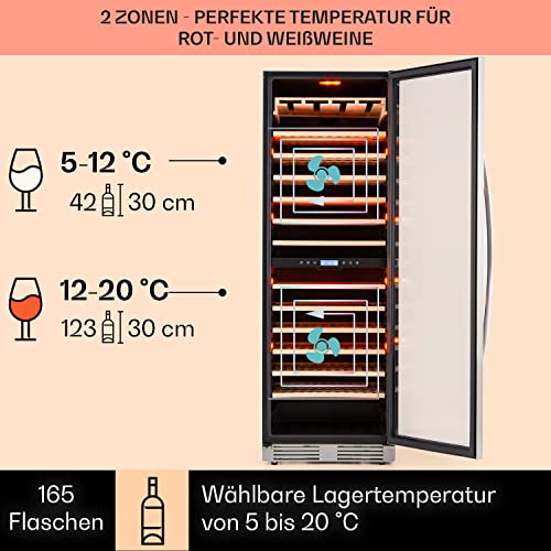 Klarstein Weinkühlschrank Vinovilla, 2 Zonen Getränkekühlschrank Schmal