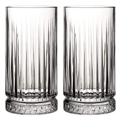 Pasabahce Longdrink Glas, Retro-Design, Kristall-Look, für Cocktail, Saft, Wasser, 445ml, 2 Stück