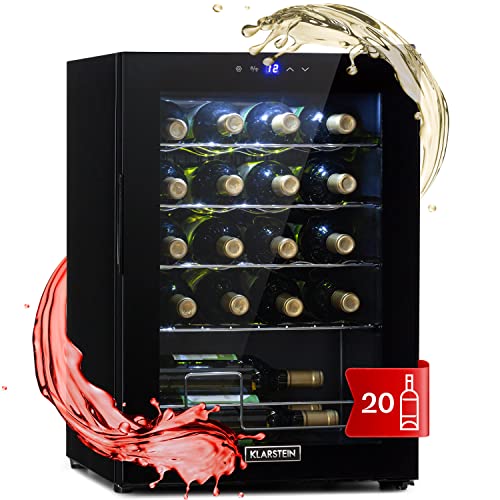 Klarstein Shiraz Getränkekühlschrank, Weinkühlschrank Schmal mit 1 Zone, Kühlschrank mit Glastür