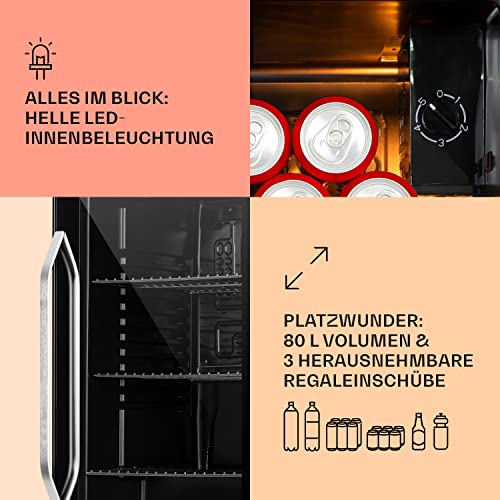 Klarstein Getränkekühlschrank, Kühlschrank Klein mit 3 Ablagen