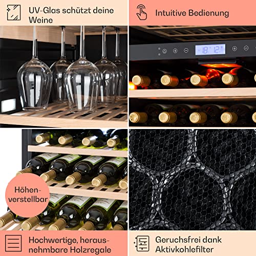 Klarstein Weinkühlschrank Vinovilla, 2 Zonen Getränkekühlschrank Schmal