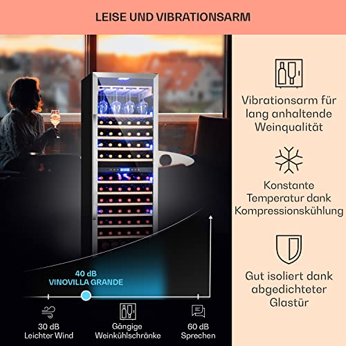 Klarstein Weinkühlschrank Vinovilla, 2 Zonen Getränkekühlschrank Schmal