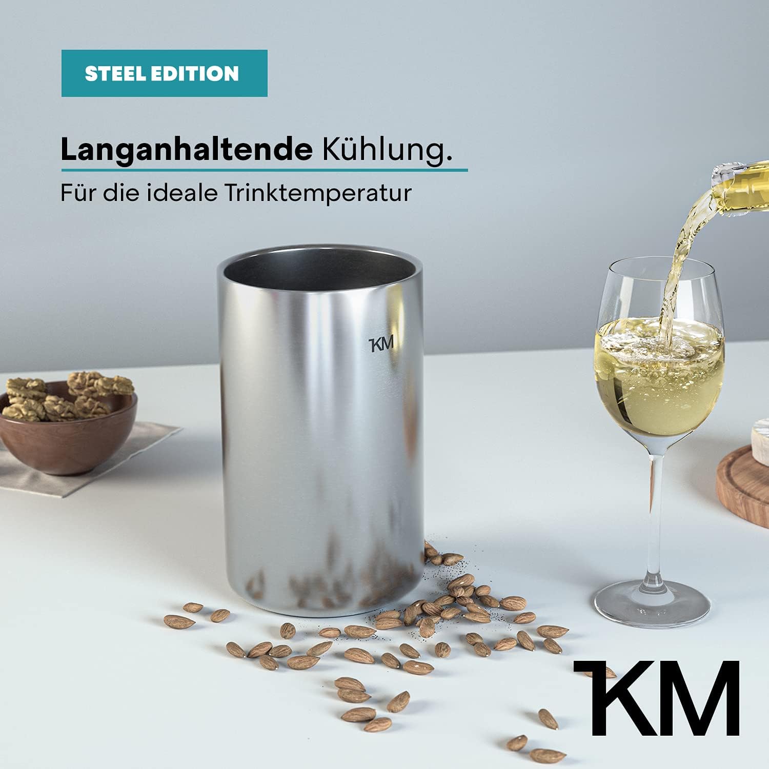 KITCHENMAPE Flaschenkühler aus doppelwandigen Edelstahl - Weinflaschenkühler mit langanhaltender Kühlung - ideal für alle Flaschen