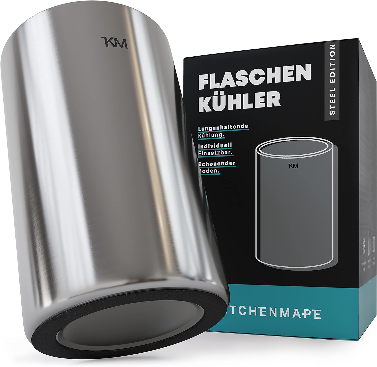 KITCHENMAPE Flaschenkühler aus doppelwandigen Edelstahl - Weinflaschenkühler mit langanhaltender Kühlung - ideal für alle Flaschen