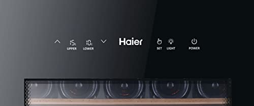 Haier WS53GDA Weinklimaschrank für 53 Flaschen mit 2 Klimazonen, Freistehend mit UV undurchlässiger Glasscheibe