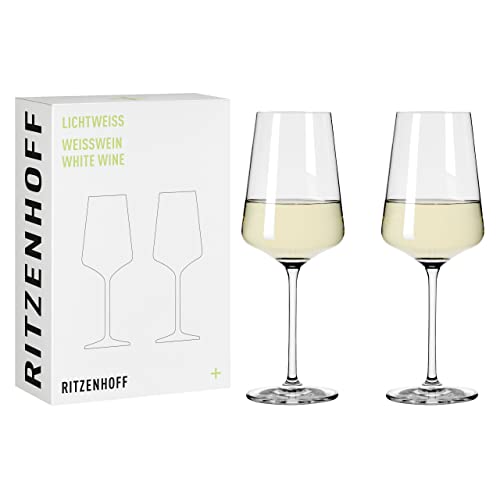 Ritzenhoff Weißweinglas 400ml, Serie Lichtweiss, 2 Stück, Geschenk-Set, stilvoll-modern