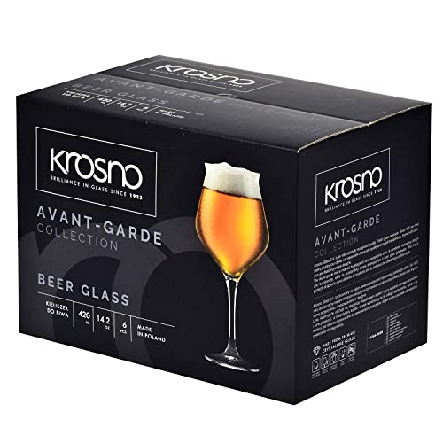 Krosno Bier-Tulpen, Bier-Gläser, Set von 6, 420ml, Avant-Garde Kollektion, Spülmaschinenfest