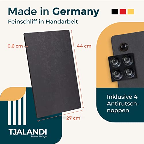 TJALANDI Schneidebrett Holz & Papierfaser Spülmaschinenfest I 41x27 Schneidebrett Groß als Servierbrett und Hackbrett, Antibakterielles Küchen-Brett - 100% Recycelt - Holzbrett neu gedacht (Schwarz)