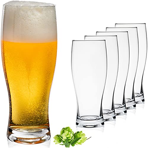 PLATINUX Biergläser 500ml, Set 6-Teilig, Weizengläser, hohes Bierglas