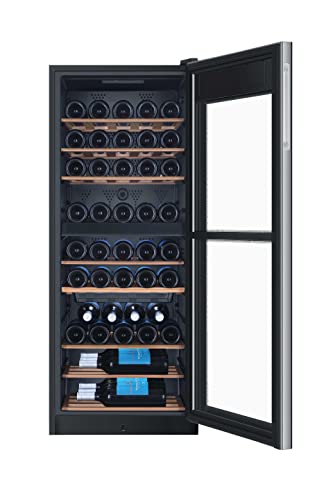 Haier WS53GDA Weinklimaschrank für 53 Flaschen mit 2 Klimazonen, Freistehend mit UV undurchlässiger Glasscheibe