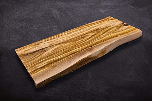 OSTERLANDHOLZ Schneidebrett aus Olivenholz, Hackbrett, Steakbrett, Frühstücksbrett, Käsebrett, handgefertigtes Unikat, Holzbrett mit natürlicher Maserung, Küchenbrett, Brotbrett rechteckig, 40 * 20cm