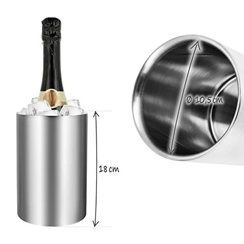 com-four® Flaschenkühler, Sektkühler, Eiswürfelkühler aus Edelstahl