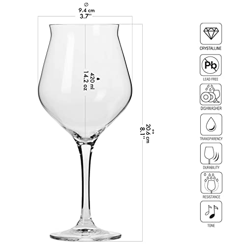 Krosno Bier-Tulpen, Bier-Gläser, Set von 6, 420ml, Avant-Garde Kollektion, Spülmaschinenfest