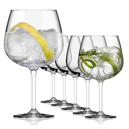 Sahm Bauchiges Gin Gläser Set, 6 Stück, große Ballon Gläser, Spülmaschinenfest