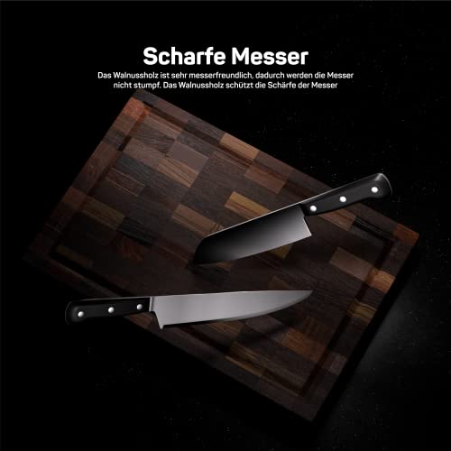 Royal Woods Edles Schneidebrett aus Walnussholz mit Saftrille - Schneidebrett aus Holz - 36×25x3 cm – antibakterielles Naturprodukt – Küchenbrett & Servierplatte -