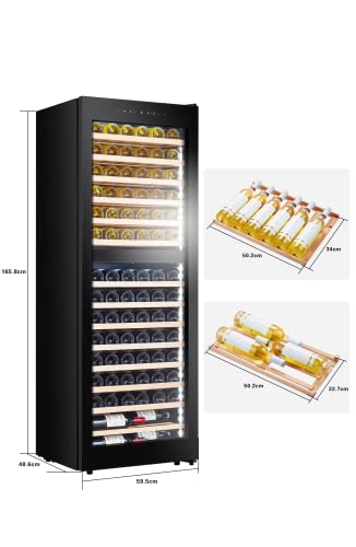 Kalamera Weinkühlschrank für bis zu 84 Flaschen, 266 Liter, LED-Innenbeleuchtung