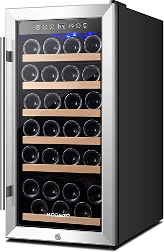 BODEGA Weinkühlschrank, 32 Flaschen 83 Liter, Touch-Bedienfeld, 5-18°C Kühlzone