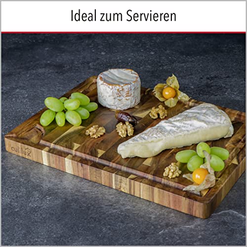 CULILUX¨ Gourmet Schneidebrett L Stirnholz Akazie 2-seitig 35 x 25 x 2.5 cm mit Saftrille antiseptisches Hirnholz Holzbrett als Schneidbrett und zum Servieren