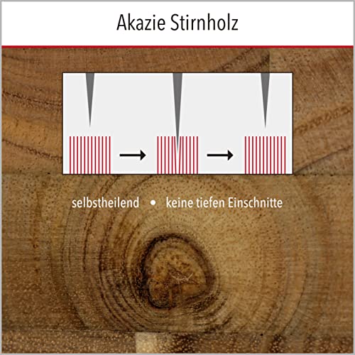 CULILUX¨ Gourmet Schneidebrett L Stirnholz Akazie 2-seitig 35 x 25 x 2.5 cm mit Saftrille antiseptisches Hirnholz Holzbrett als Schneidbrett und zum Servieren