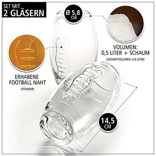 40YARDS American Football Bierglas, 2er Set