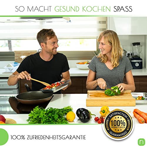 naturlik Schneidebrett XL mit magnetischen Auffangschalen - Hochwertiges FSC® Bambus Schneidebrett mit Auffangschale - Schneidebrett Holz - Holzbrett Küche - Praktische Küchenhilfe