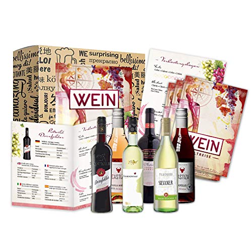 [ Boxiland ] Geschenk Wein Weltreise 6x0,25l als Probierset für Weintrinker Erstklassige Rotweine und Weißweine zum probieren zum Geburtstag Weinbox Geschenk zu Ostern