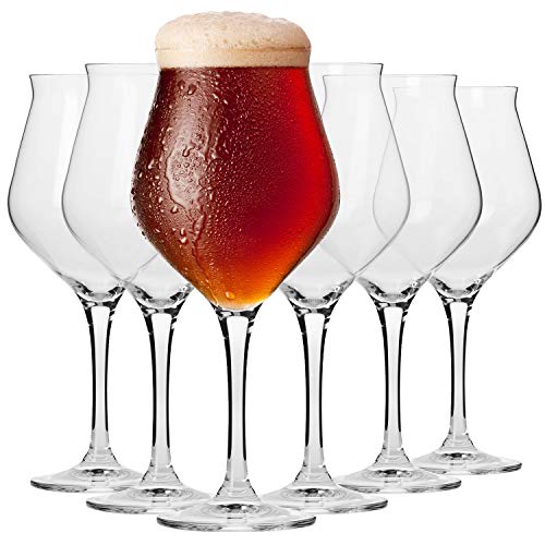 Krosno Bier-Tulpen, Bier-Gläser, Set von 6, 420ml, Avant-Garde Kollektion, Spülmaschinenfest