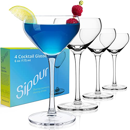 Sipour Cocktail-Gläser 4er-Set 170ml, bruchsicher & elegantes Design, Gläser-Set