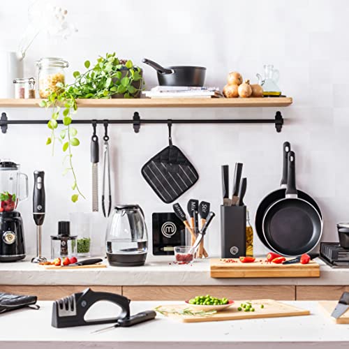 MasterChef Schneidebrett Holz, Holzbrett Küche aus Bambus, für Fleisch, Schinken, Brot, Käse, mit Saftrille und Anschlagkante, Natürlich, Nachhaltig, Spülmaschinenfest