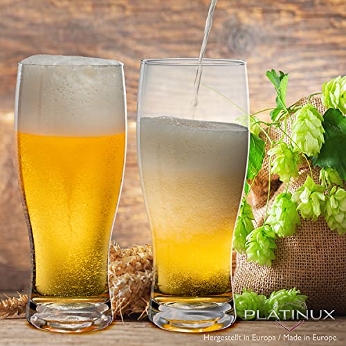 PLATINUX Biergläser 500ml, Set 6-Teilig, Weizengläser, hohes Bierglas