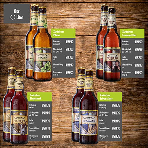 Brauerei Zwönitz ProBierPaket/Bier Set mit 16 Bieren + 2 Gläsern/Beer